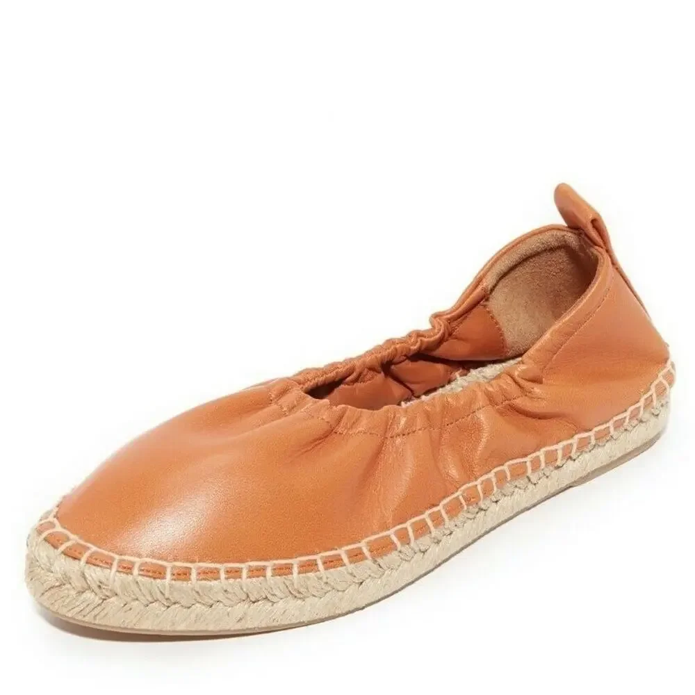 Vince. the Rae Lambskin Leather Espadrille Elasticized Topline in Tan W's Sz. 10